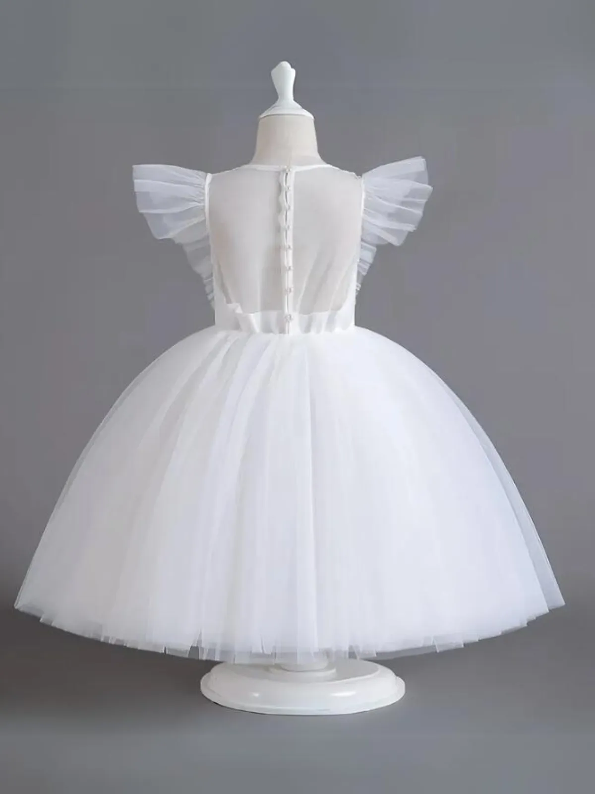 Dainty Daydream Flutter Sleeve Tulle Communion Dress