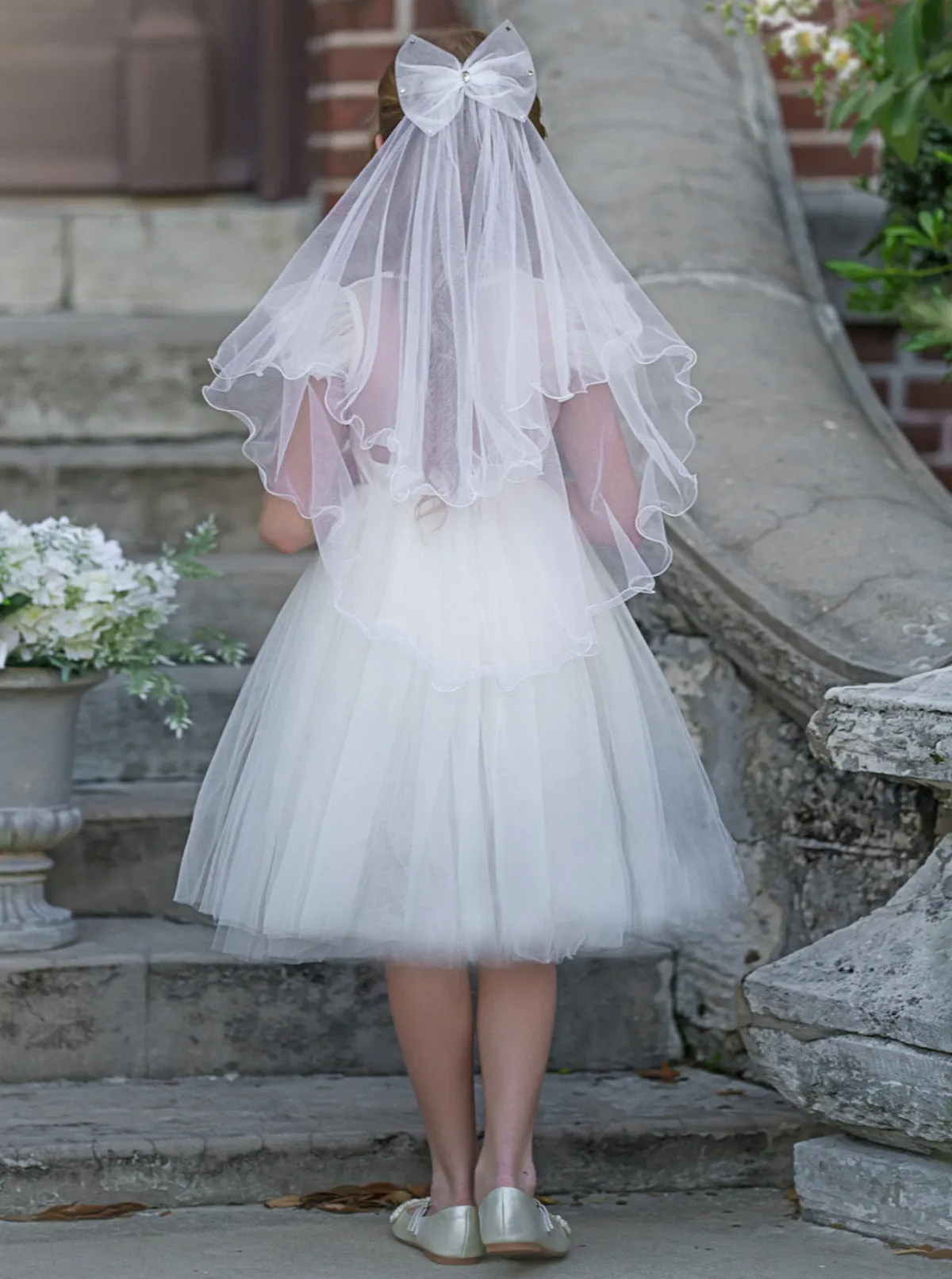 Dainty Daydream Flutter Sleeve Tulle Communion Dress