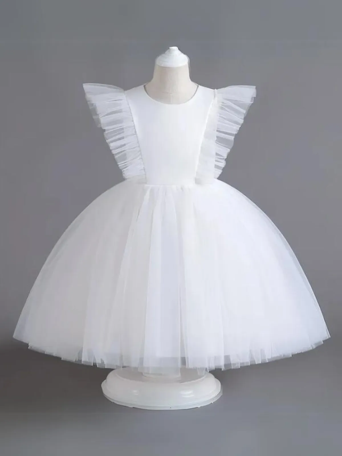Dainty Daydream Flutter Sleeve Tulle Communion Dress