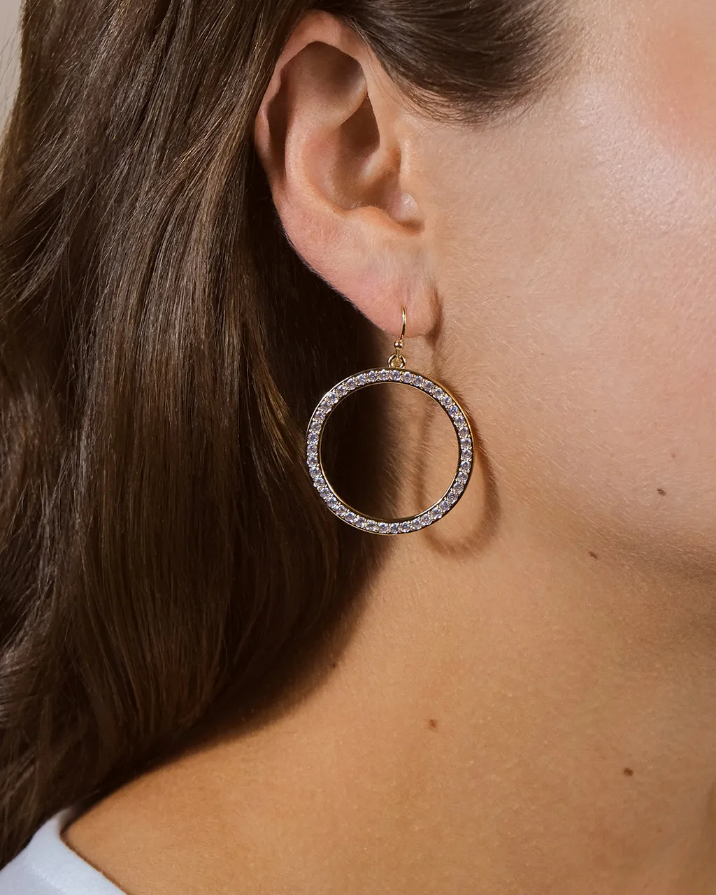 Della CZ Circle Dangle Earrings