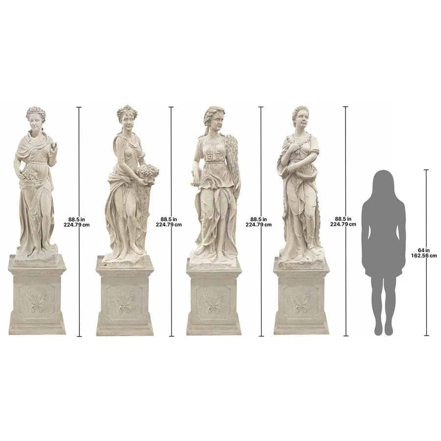 Design Toscano- Goddesses of the Seasons: All Four Season Statues & Plinths