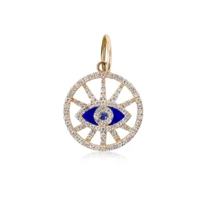 DIAMOND AND LAPIS EVIL EYE CUTOUT MEDALLION