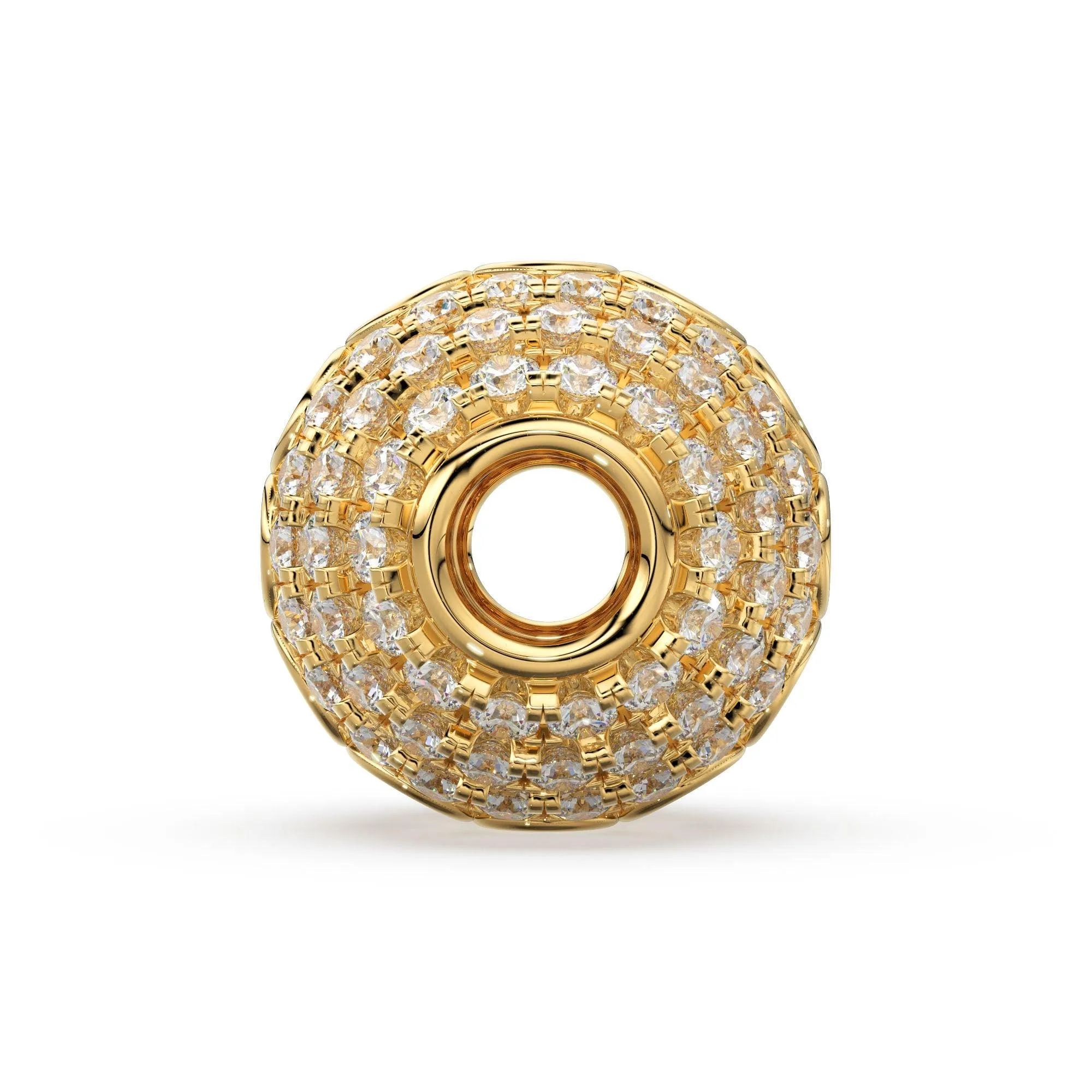 Diamond Bezel Hefty Oval 14k 18k Solid Gold Spacer Finding Bead, Diamond Spacer, Diamond Finding, Solid Gold Bead 8.75mm