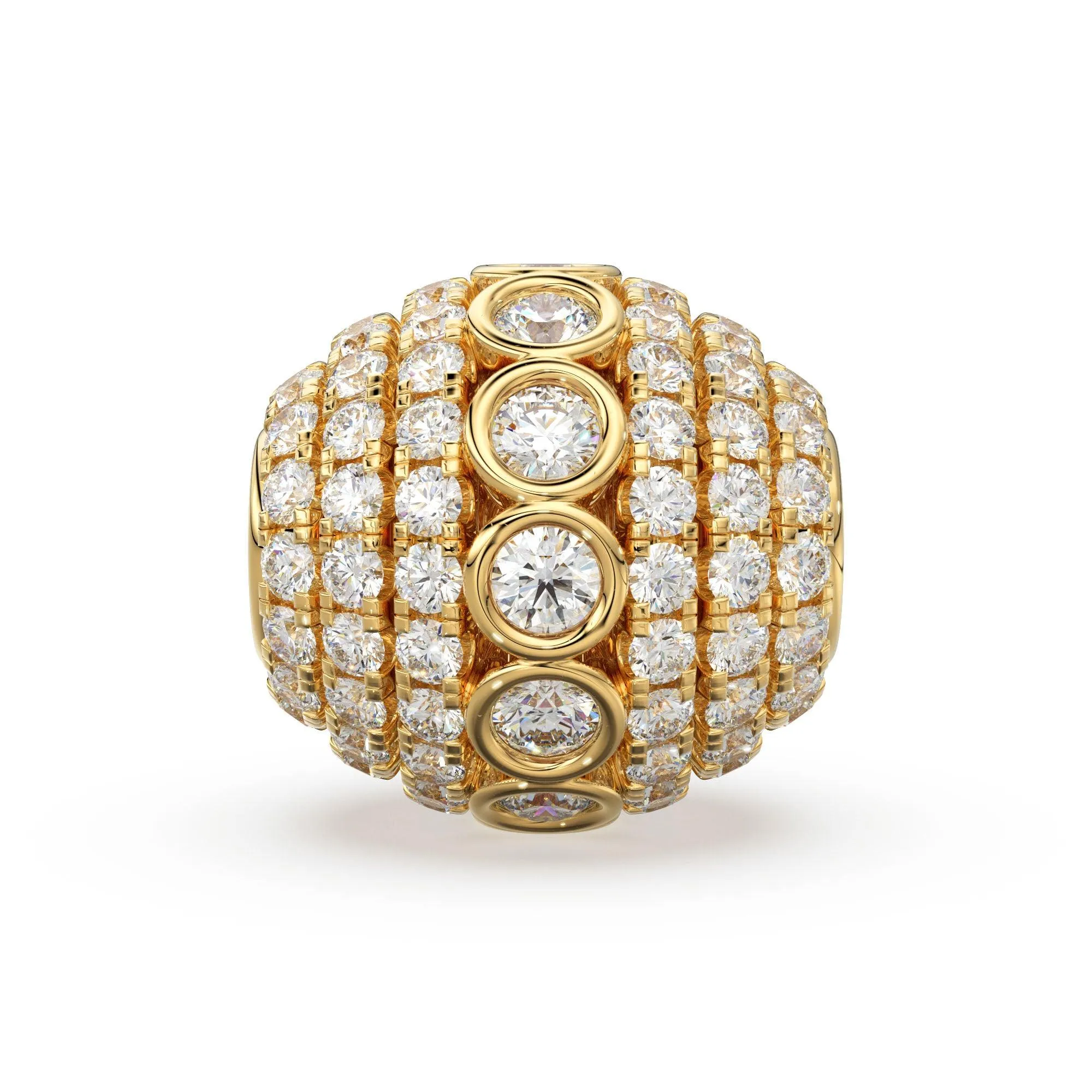 Diamond Bezel Hefty Oval 14k 18k Solid Gold Spacer Finding Bead, Diamond Spacer, Diamond Finding, Solid Gold Bead 8.75mm
