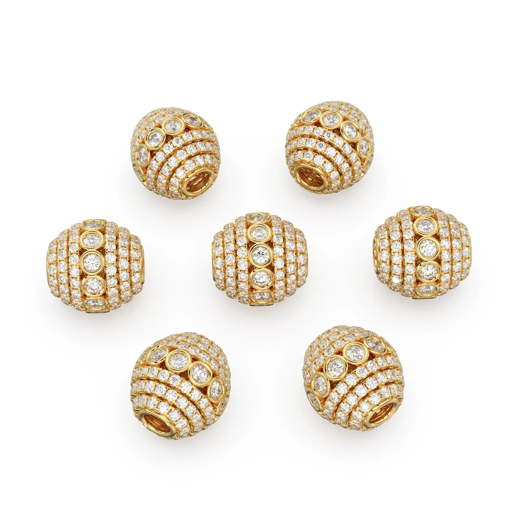 Diamond Bezel Hefty Oval 14k 18k Solid Gold Spacer Finding Bead, Diamond Spacer, Diamond Finding, Solid Gold Bead 8.75mm