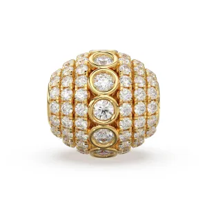 Diamond Bezel Hefty Oval 14k 18k Solid Gold Spacer Finding Bead, Diamond Spacer, Diamond Finding, Solid Gold Bead 8.75mm