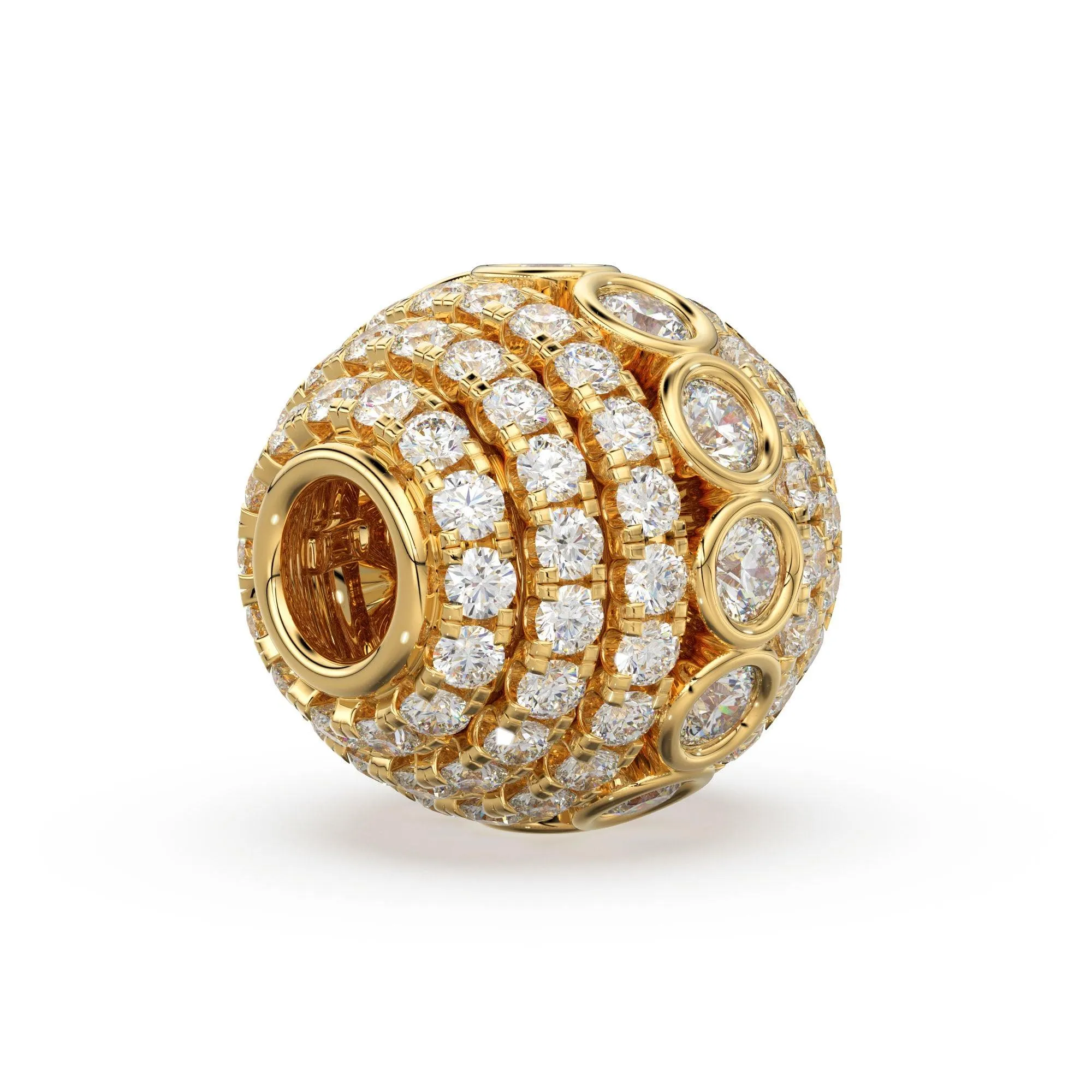 Diamond Bezel Hefty Oval 14k 18k Solid Gold Spacer Finding Bead, Diamond Spacer, Diamond Finding, Solid Gold Bead 8.75mm