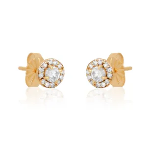 Diamond Halo Studs In 14K