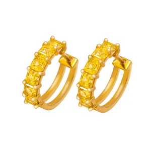 Diamond Hoop Earrings with Fancy Yellow Asscher Cuts