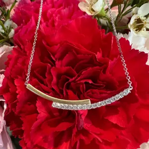 Diamond Horizontal Curve Bar 14K Two Tone Gold Necklace N1234YW