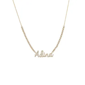 Diamond Name Half Tennis Necklace 14K