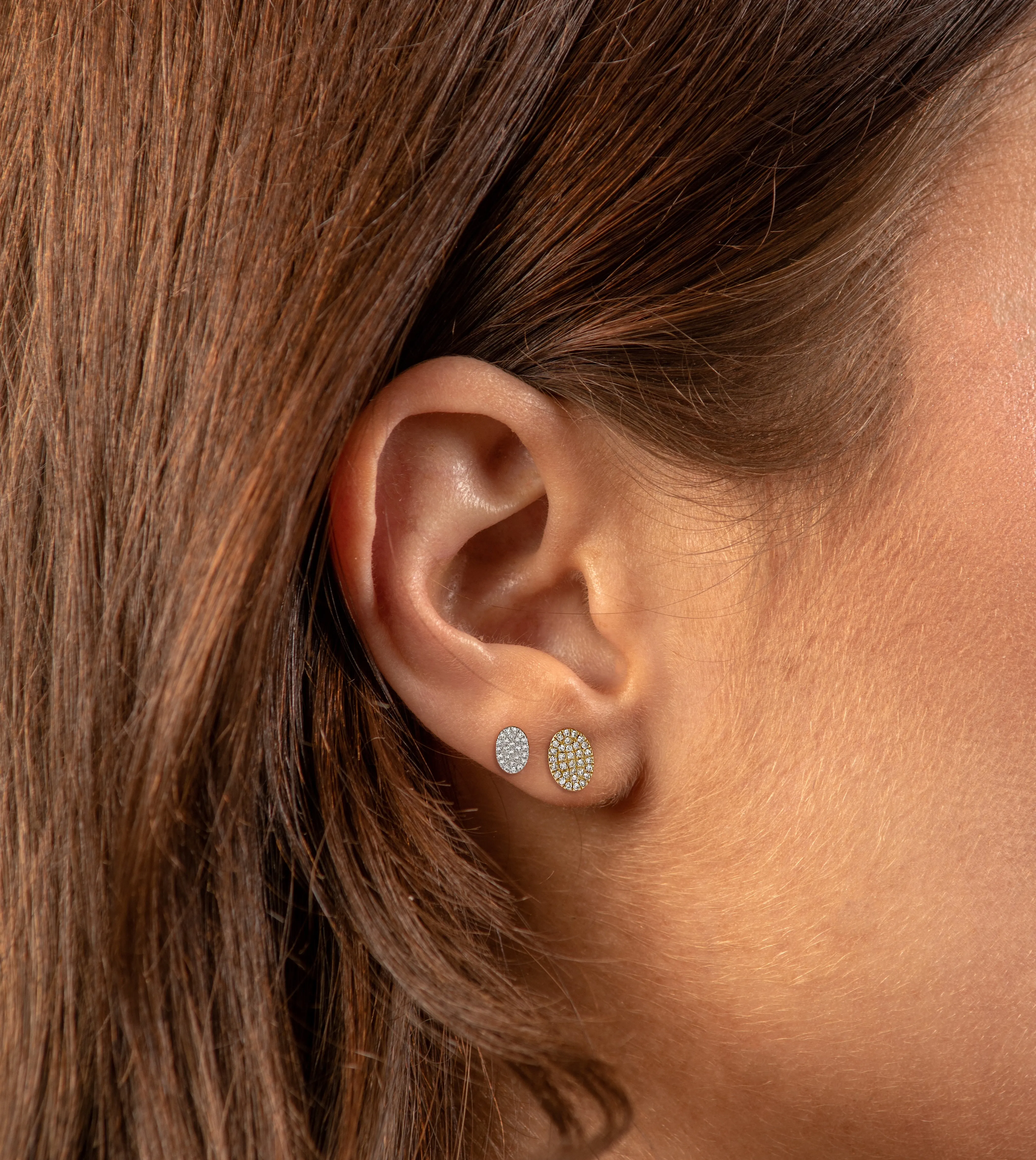Diamond Oval Stud Earring