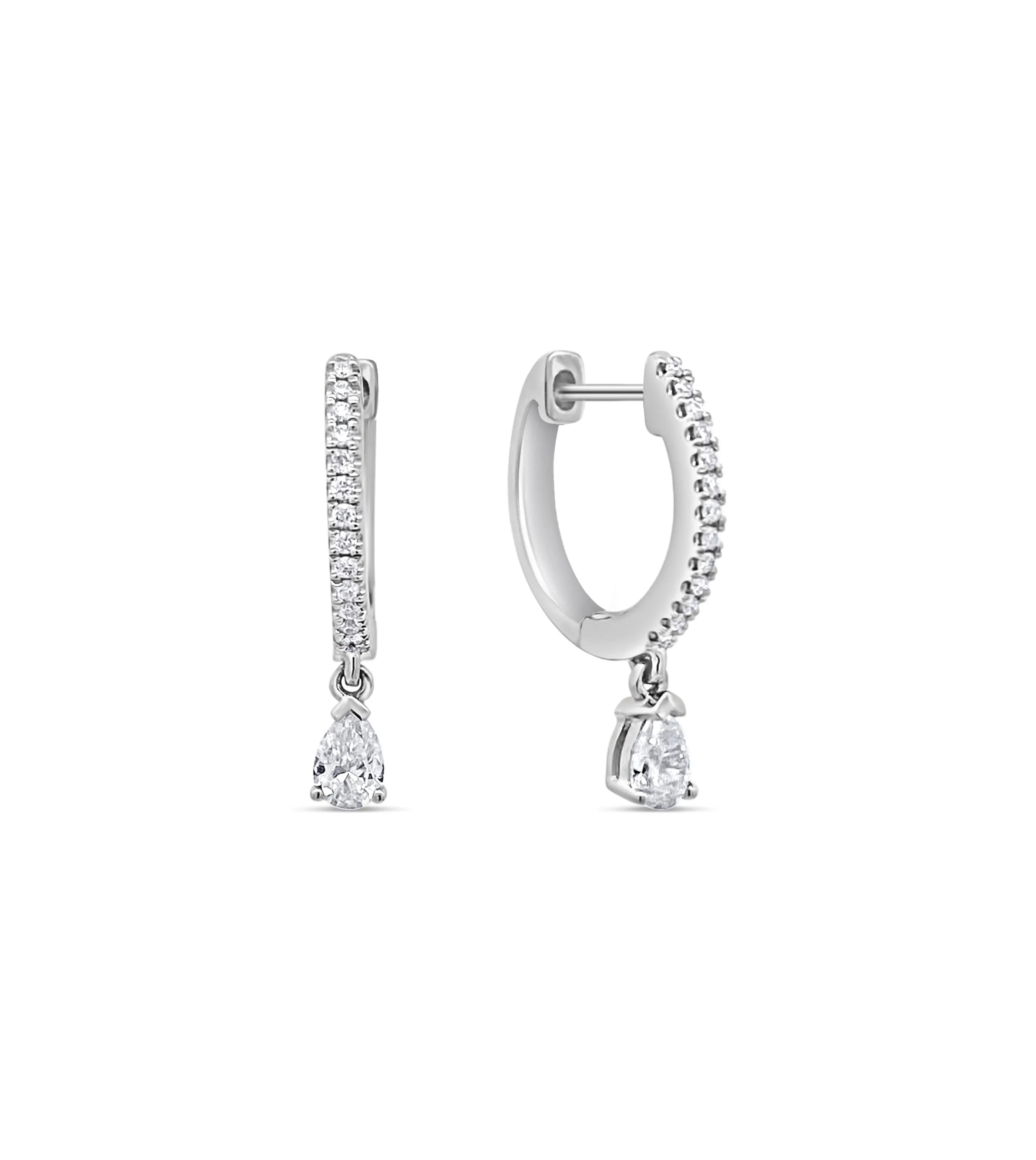 Diamond Pear Dangle Huggie Earring
