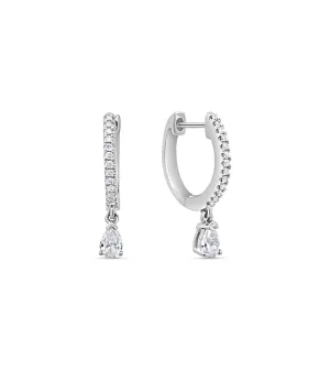 Diamond Pear Dangle Huggie Earring