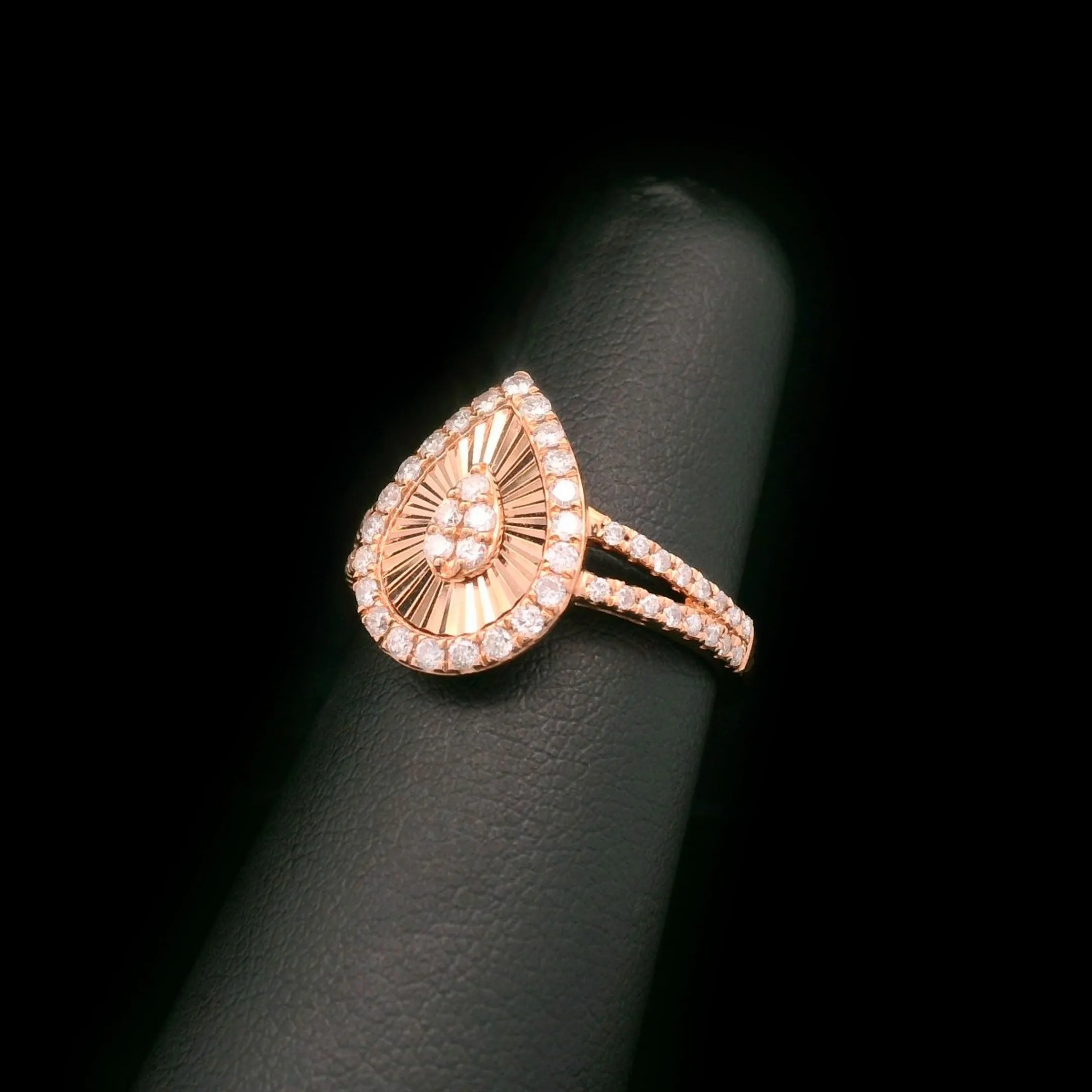 Diamond Pear Shaped Split Ring 10k Rose Gold 0.55ctw