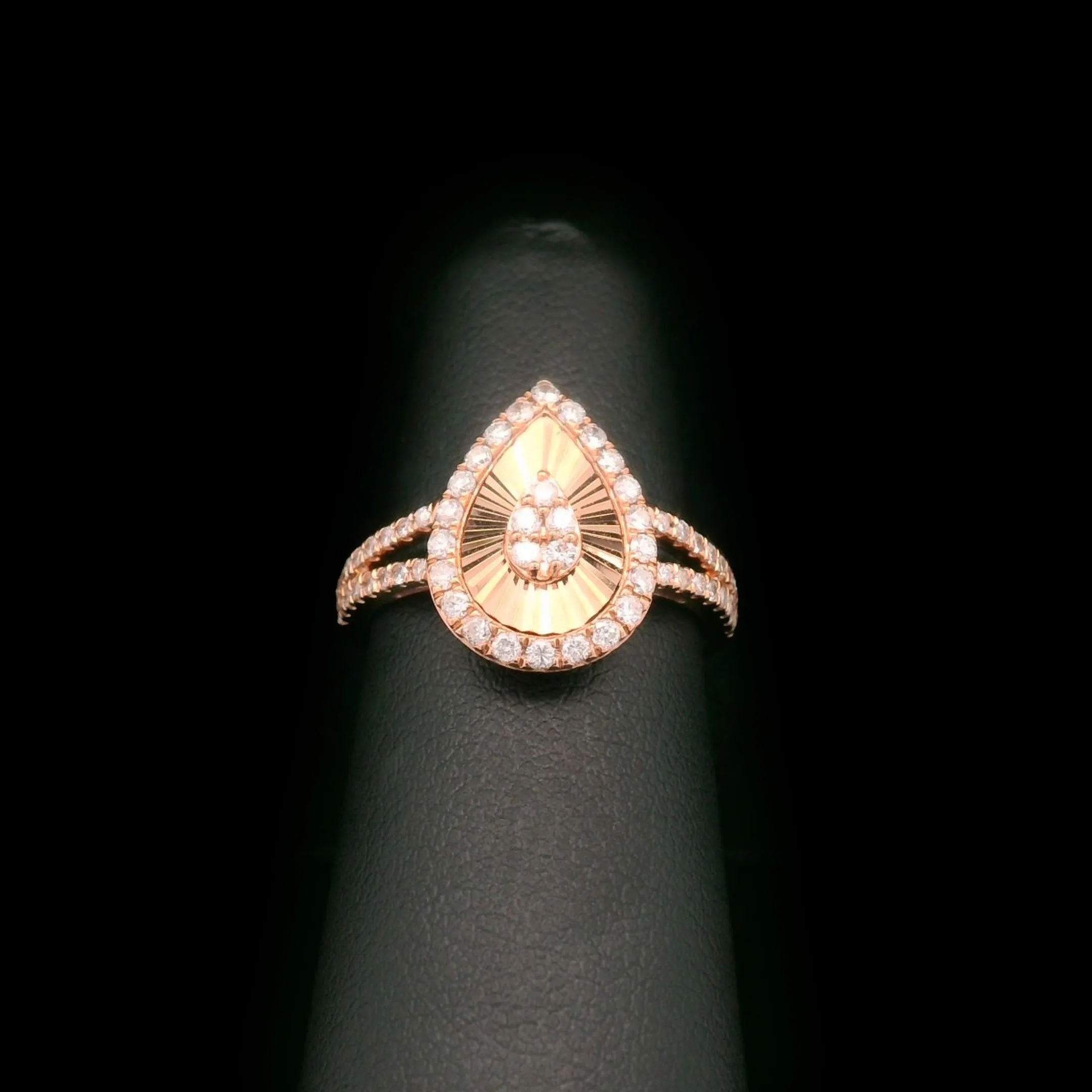 Diamond Pear Shaped Split Ring 10k Rose Gold 0.55ctw