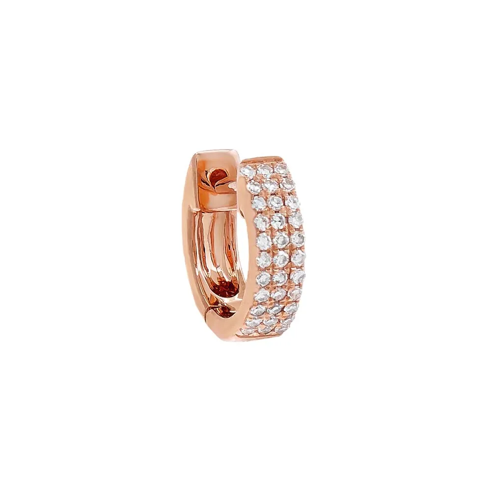 Diamond Triple Row Huggie Earring 14K
