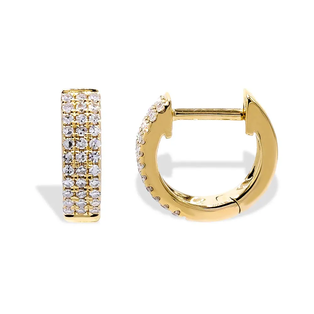 Diamond Triple Row Huggie Earring 14K