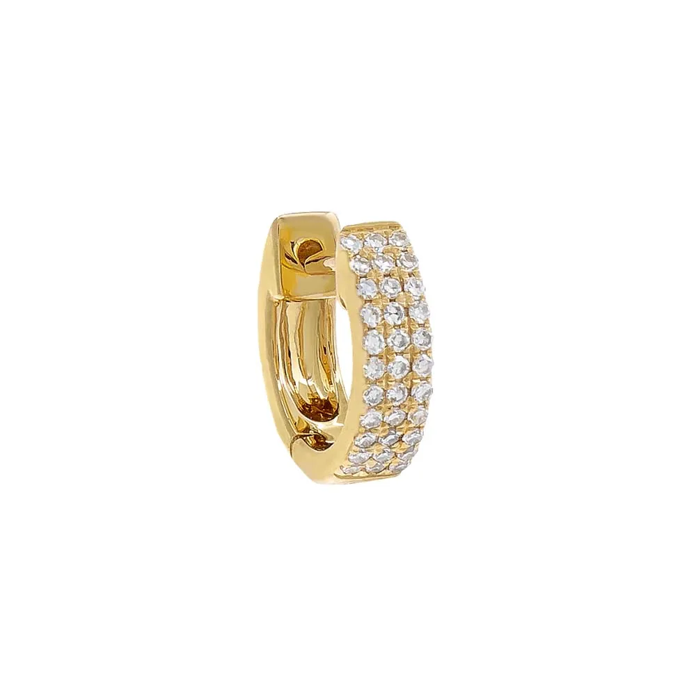 Diamond Triple Row Huggie Earring 14K