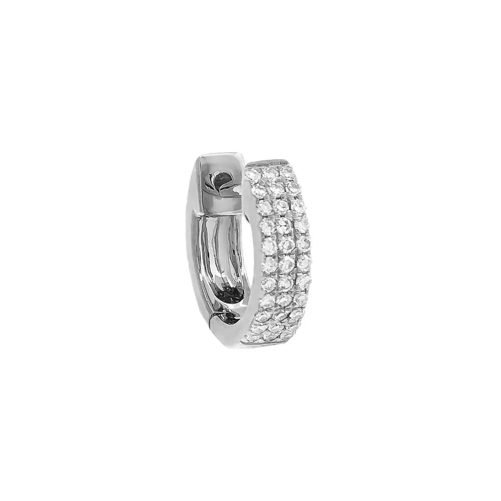 Diamond Triple Row Huggie Earring 14K