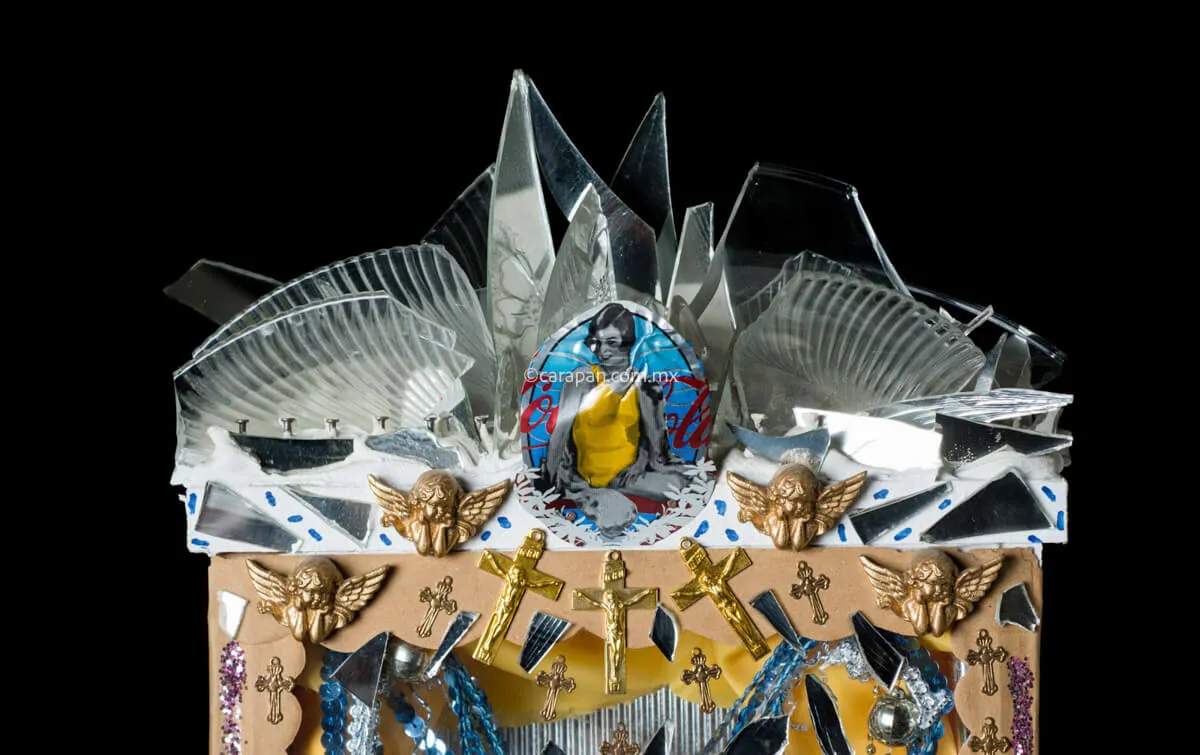 Diorama w Magic Religious Eelments by Mexican Artist A.Torres Kitsch Art