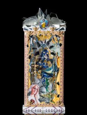 Diorama w Magic Religious Eelments by Mexican Artist A.Torres Kitsch Art