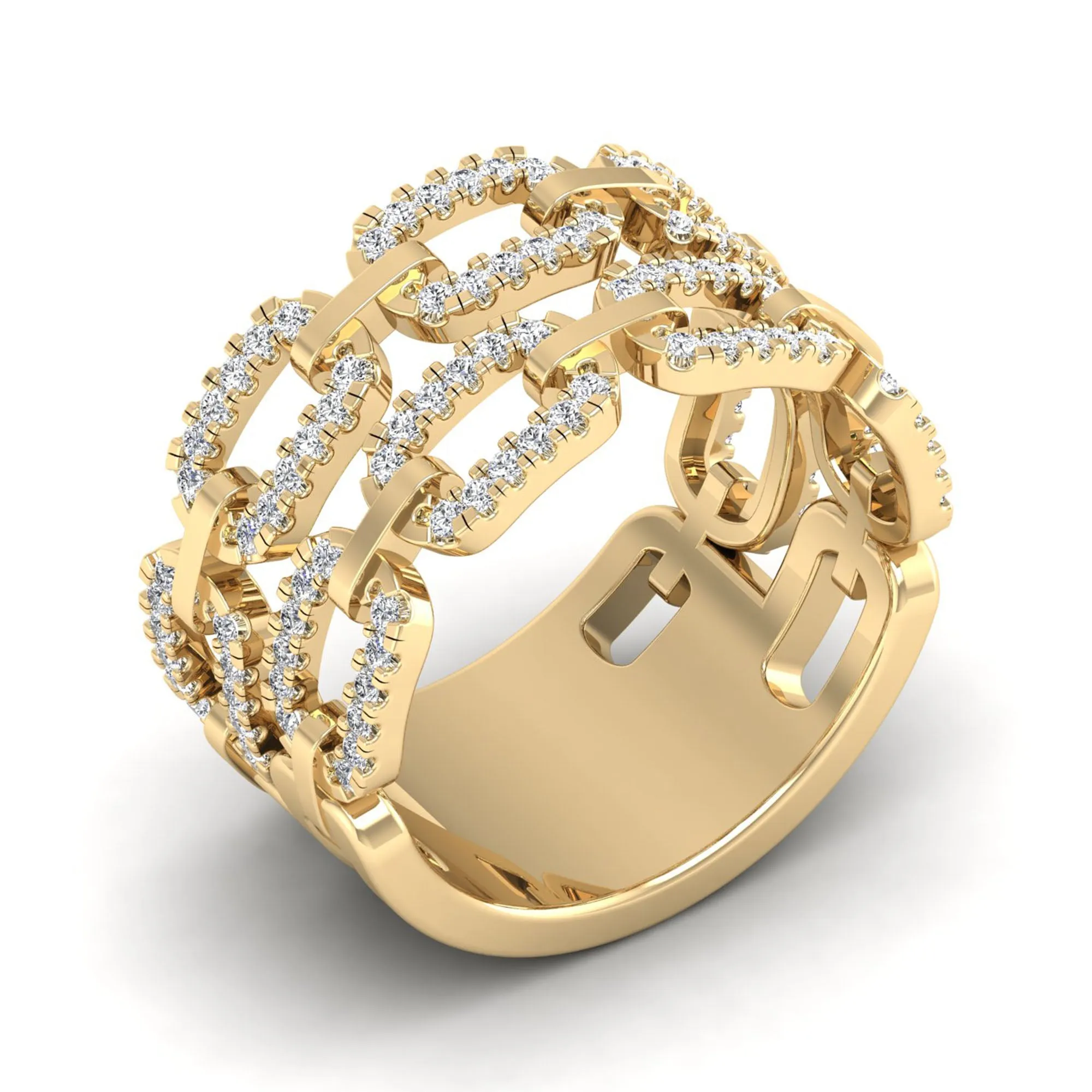 Double Row Channel Set Link Diamond Ring