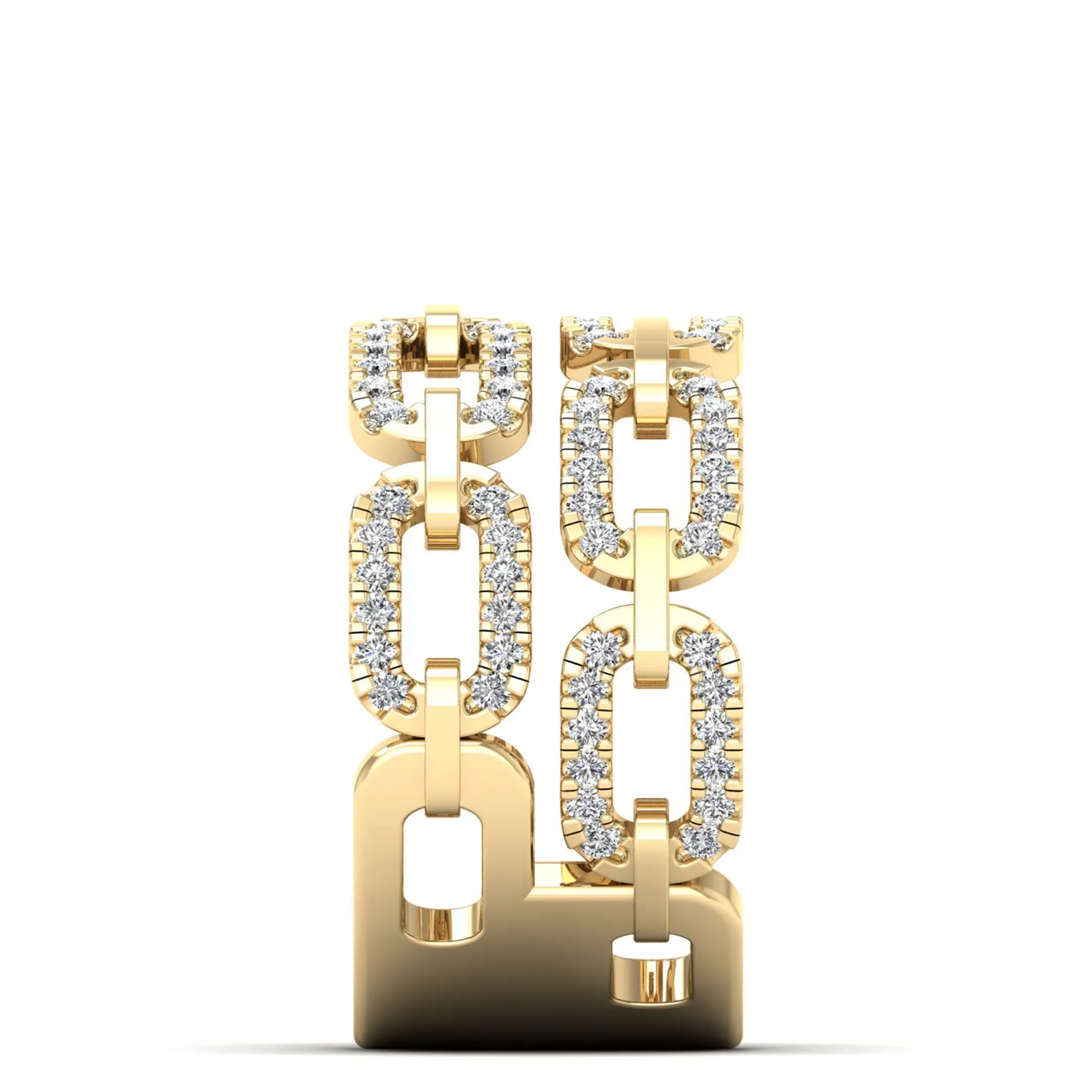 Double Row Channel Set Link Diamond Ring