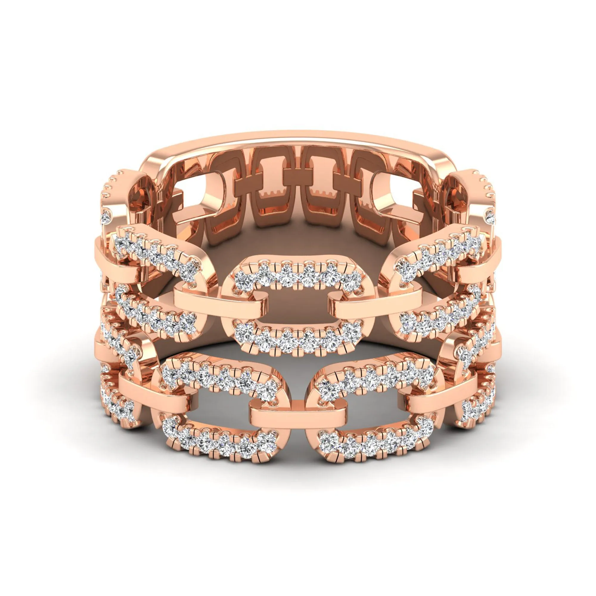 Double Row Channel Set Link Diamond Ring