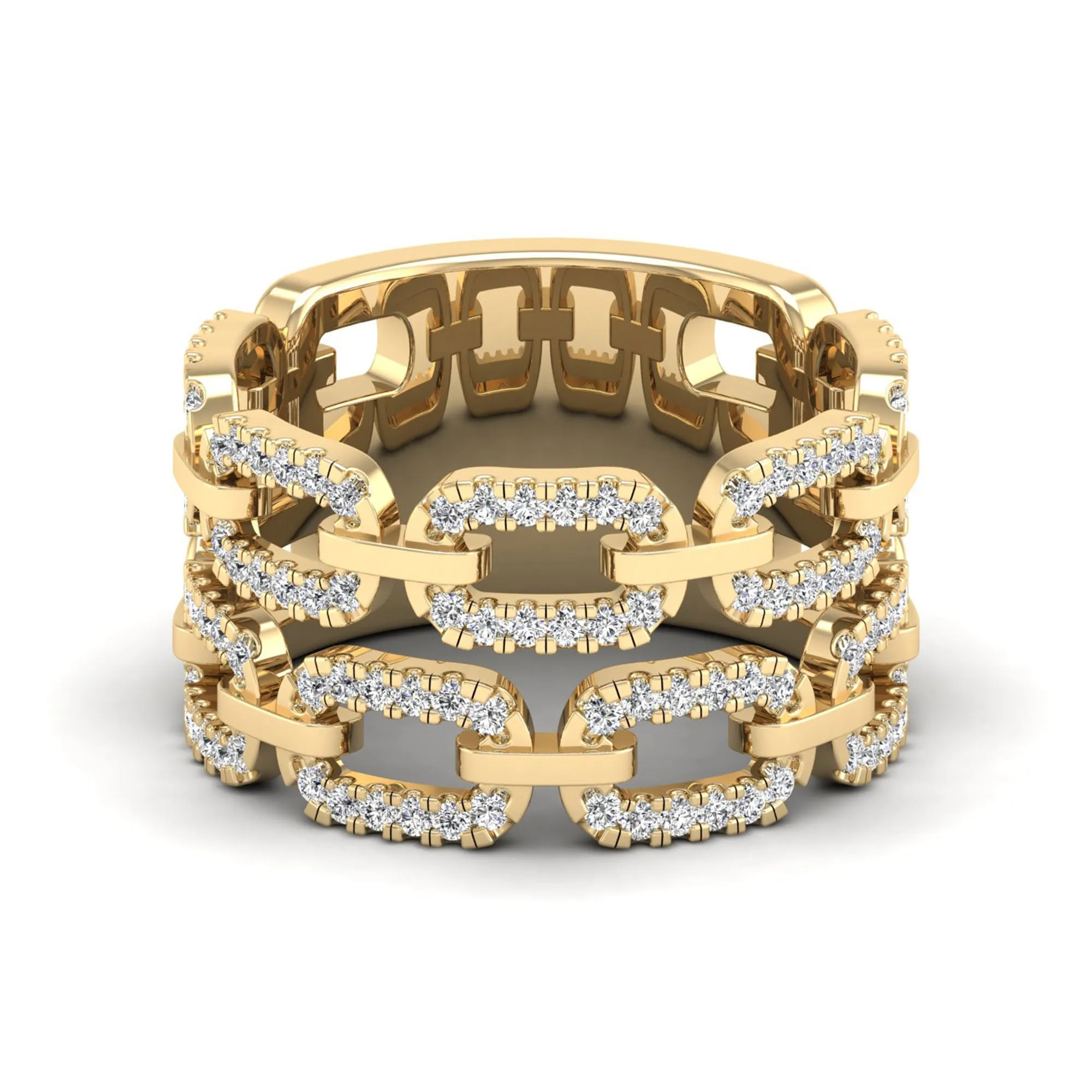 Double Row Channel Set Link Diamond Ring
