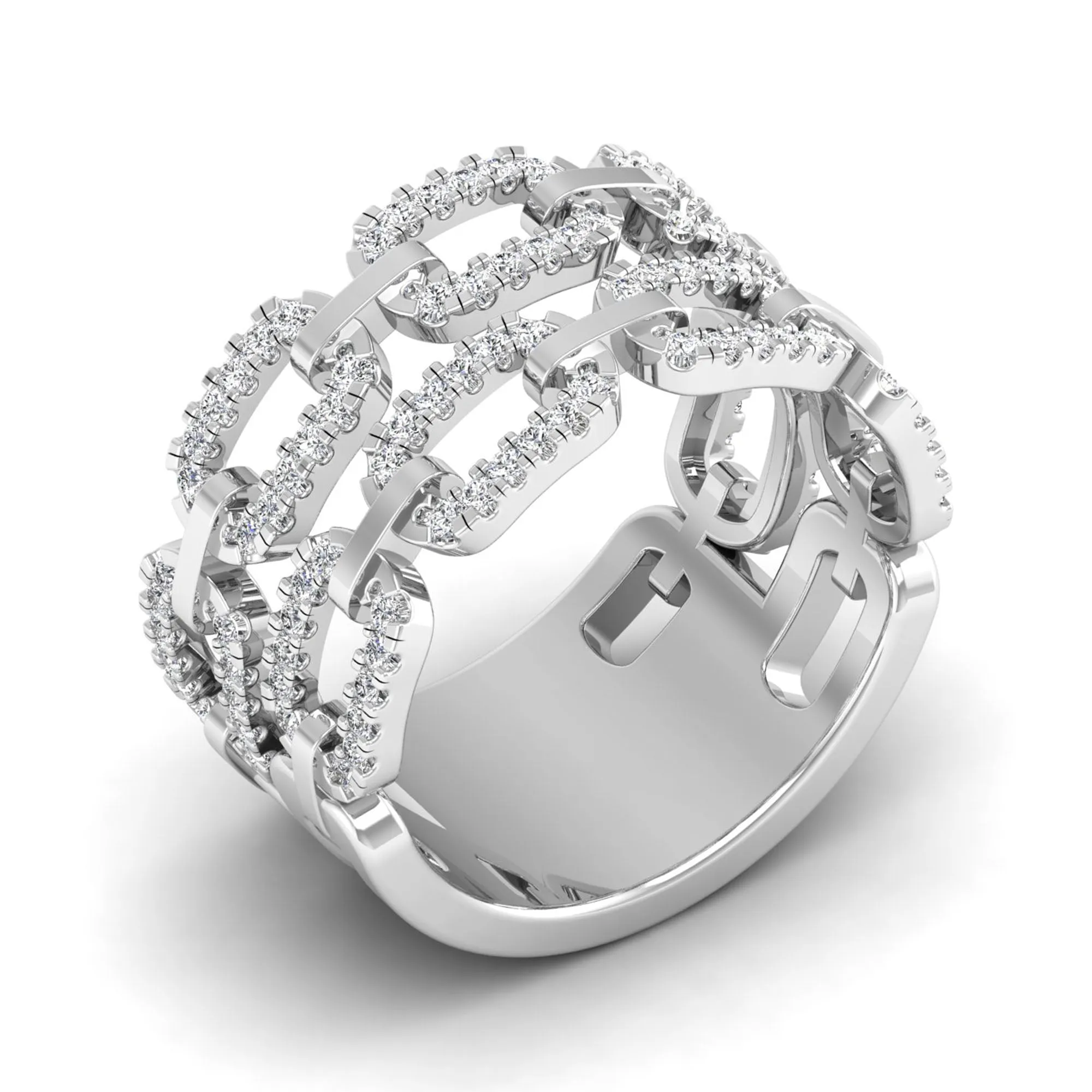 Double Row Channel Set Link Diamond Ring