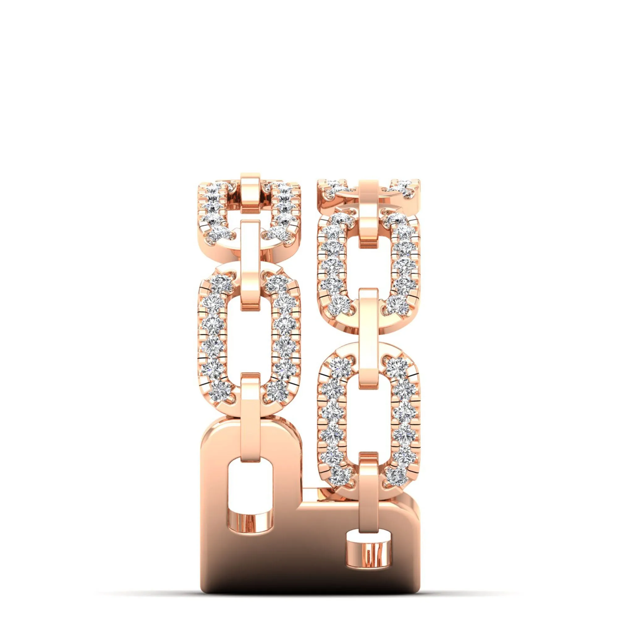 Double Row Channel Set Link Diamond Ring