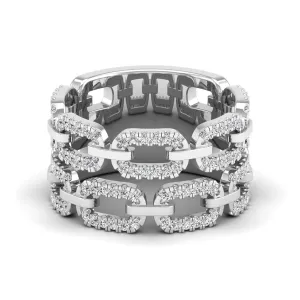 Double Row Channel Set Link Diamond Ring