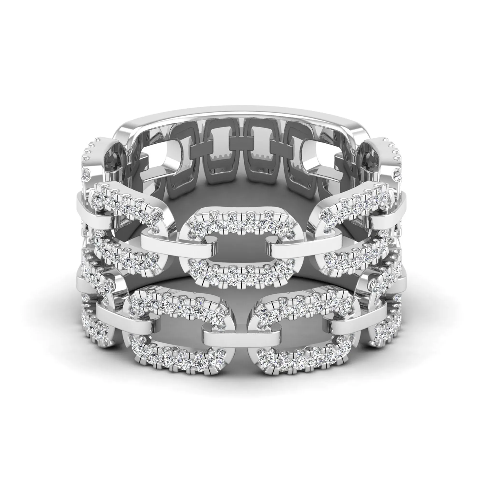 Double Row Channel Set Link Diamond Ring