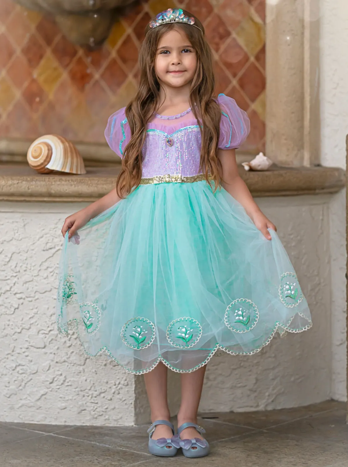 Dress-Up Princess Scallop Hem Tulle Dress