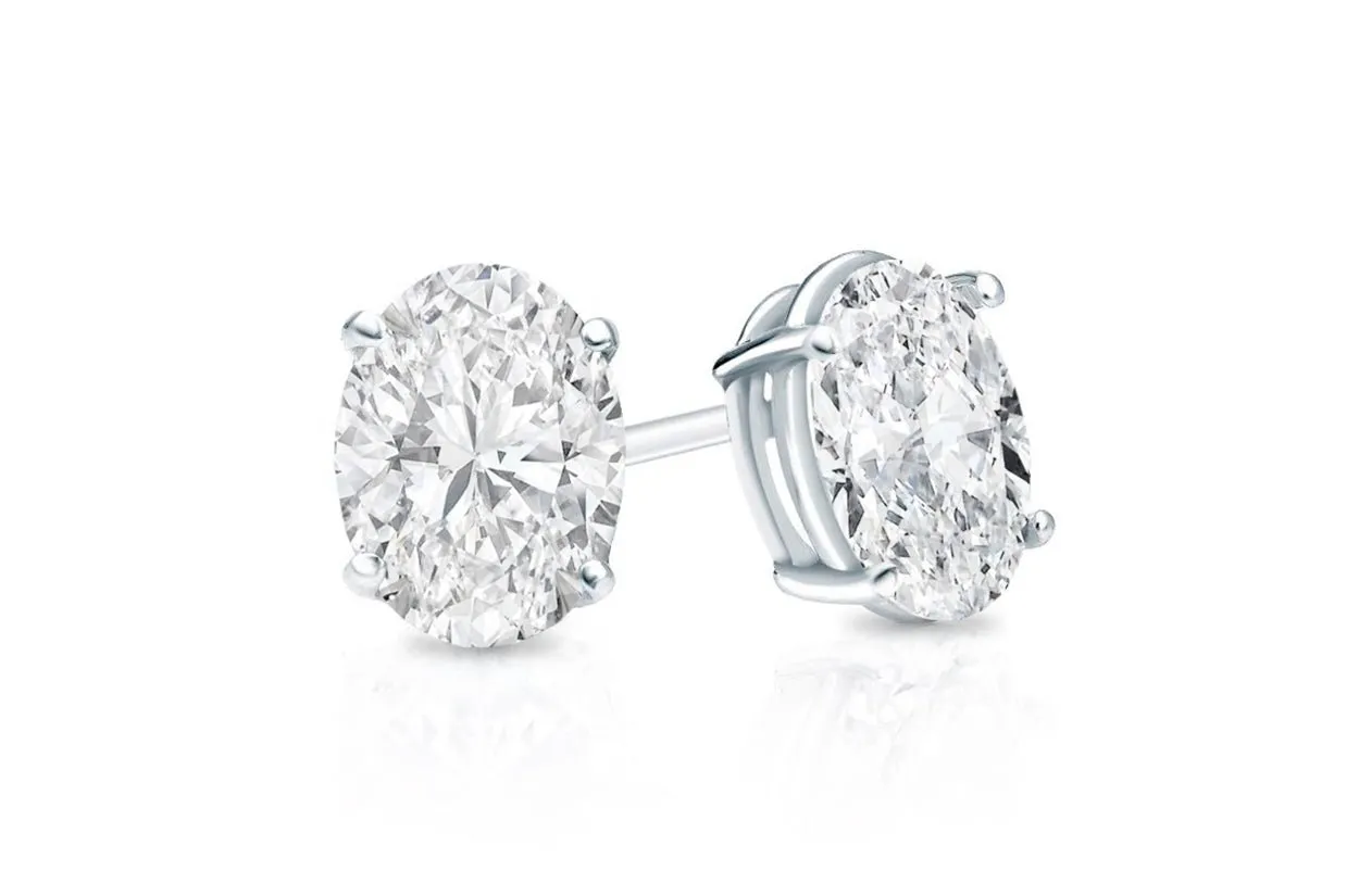 Earrings 0.48cts Oval Diamonds 18kt Gold Studs Early Winter Collection