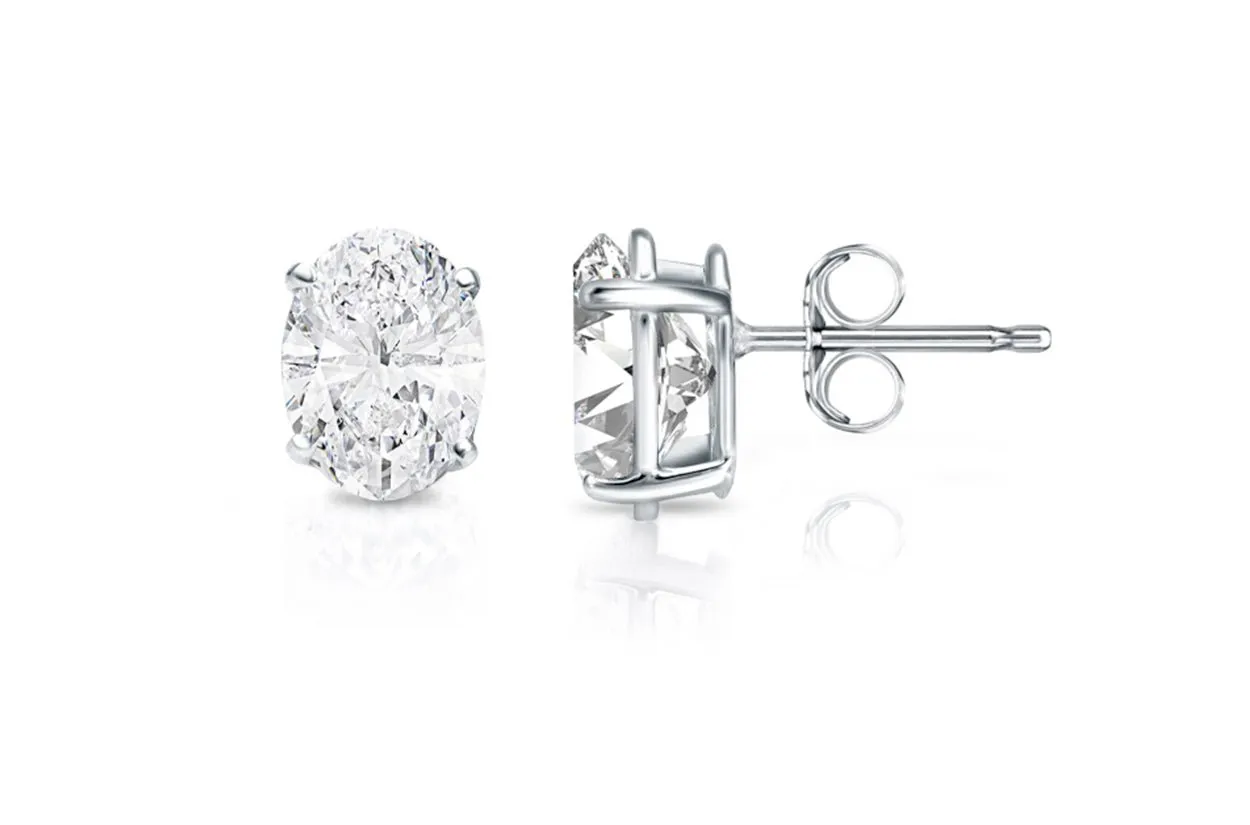 Earrings 0.48cts Oval Diamonds 18kt Gold Studs Early Winter Collection