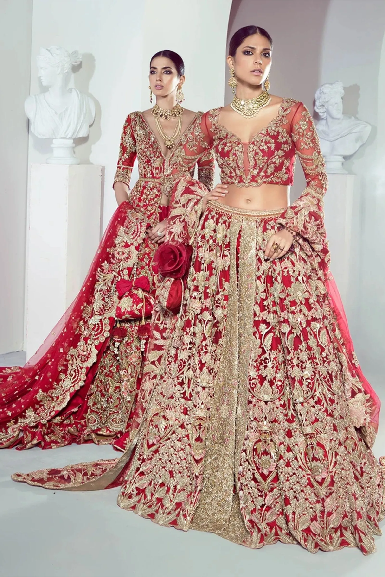 Embellished Red Indian Bridal Lehenga Dress #BN1118