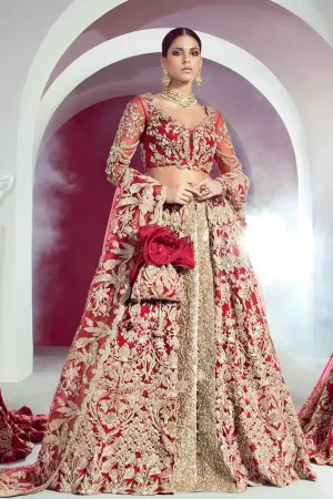 Embellished Red Indian Bridal Lehenga Dress #BN1118