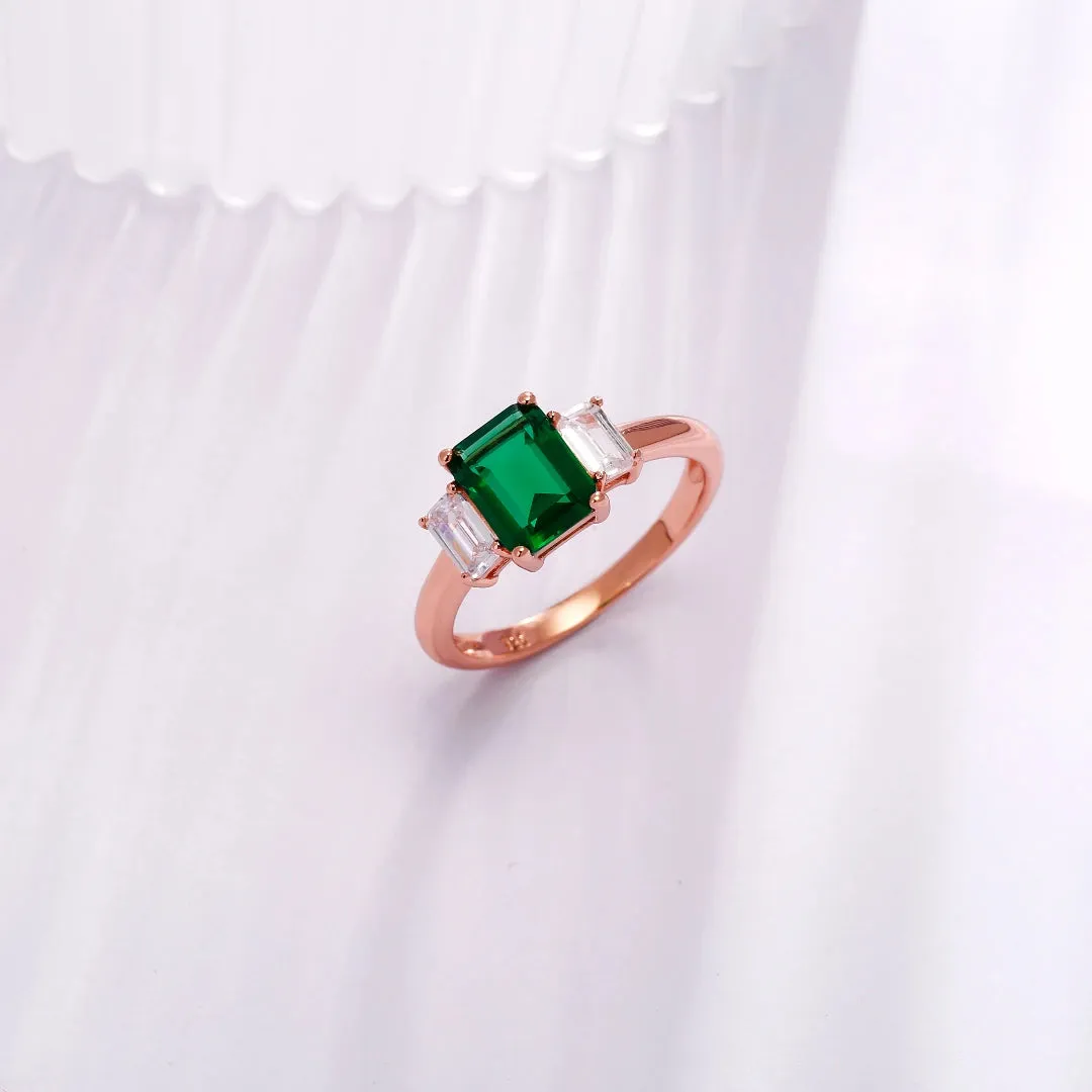 Emerald Cubic Zirconia Diamond Wedding Ring The Earth Jewelry Set collection Designed by Tanin