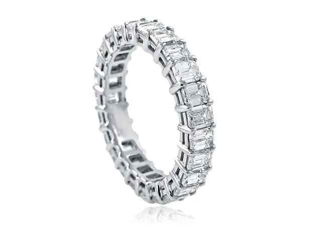 Emerald Cut Diamond Eternity Ring in Platinum 2.80ctw