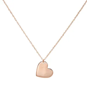 Engraved Heart Slant Necklace 14K