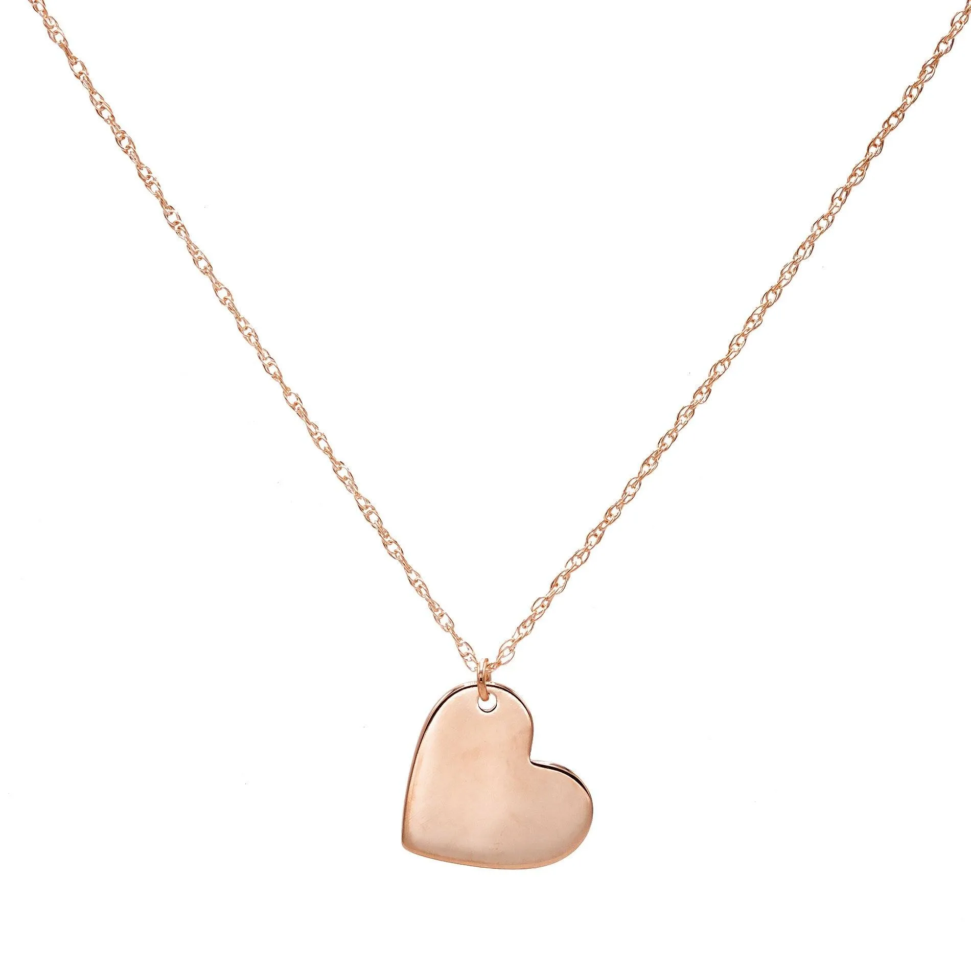Engraved Heart Slant Necklace 14K