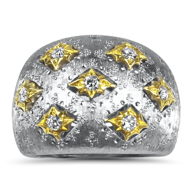 Estate 18k Yellow & White Gold Chunky Diamond Ring