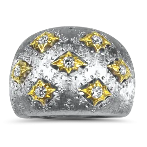 Estate 18k Yellow & White Gold Chunky Diamond Ring