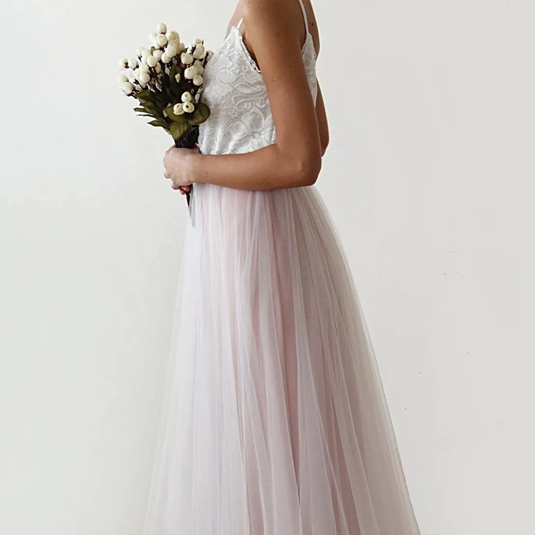 Fairy ivory & pink tulle  dress #1185