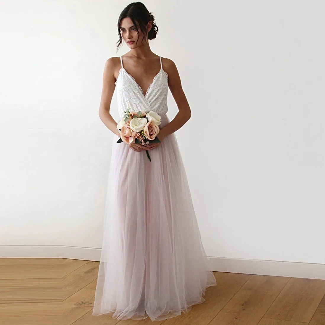 Fairy ivory & pink tulle  dress #1185