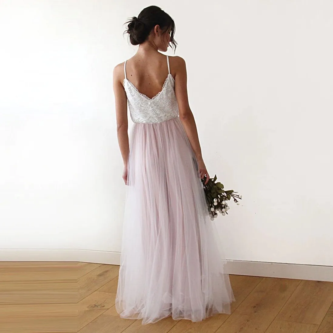 Fairy ivory & pink tulle  dress #1185