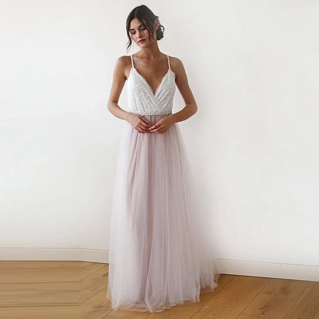 Fairy ivory & pink tulle  dress #1185
