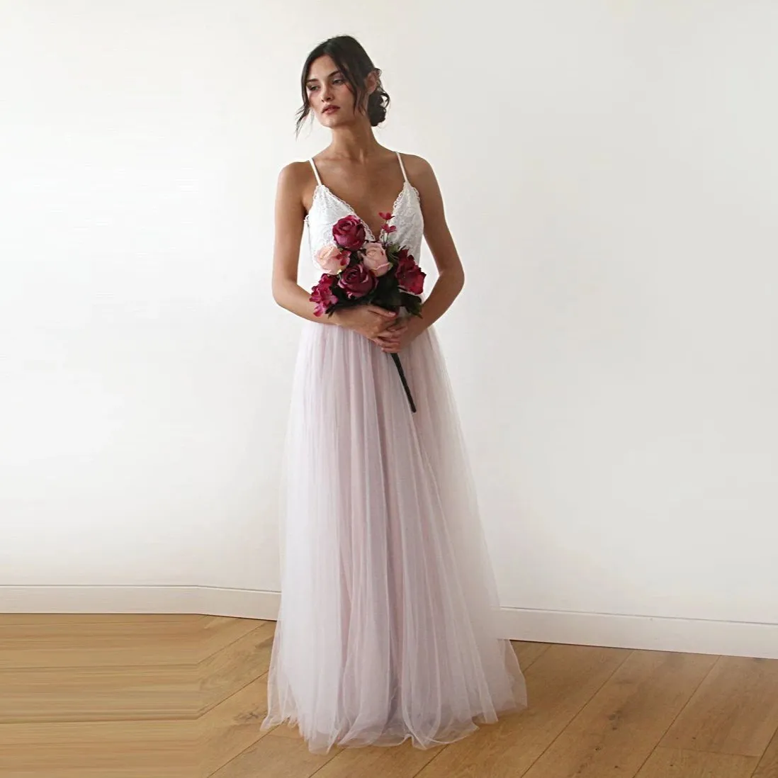 Fairy ivory & pink tulle  dress #1185